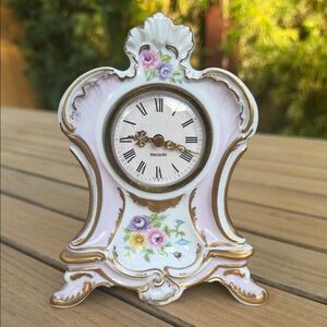 Mid Century Porcelain Tirschenreuth Mantle Clock from Germany